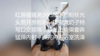 红唇骚骚美少妇线下约粉丝光头男开房啪啪，揉捏大奶子特写口交舔屌，沙发上骑乘套弄猛操内射，操完再去浴室洗澡